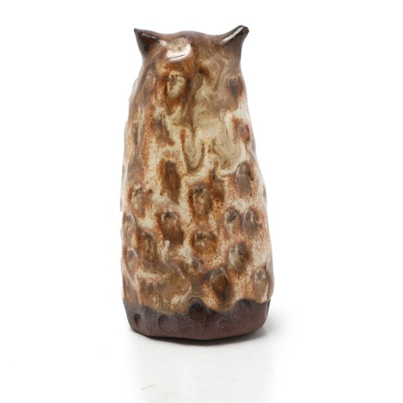 Vintage Ceramic Owl Figurine Brown Retro Sculpture Bird of Prey - Picture 2 of 6